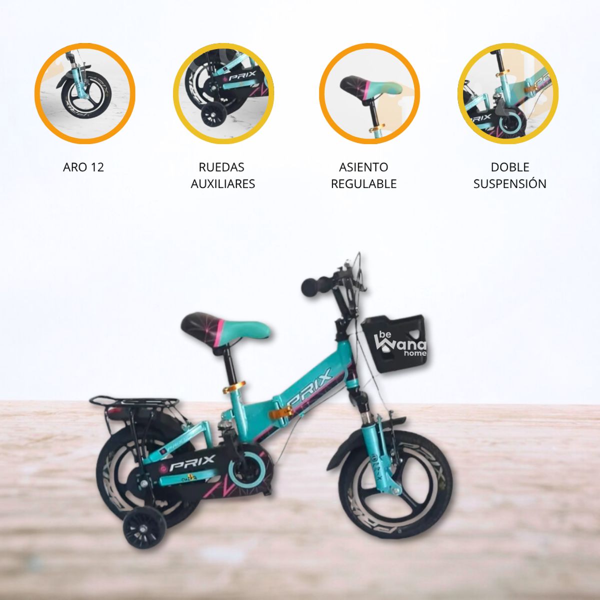 BABYGO - Bicicleta Plegable de Aluminio para Niños «PRIX» light blue