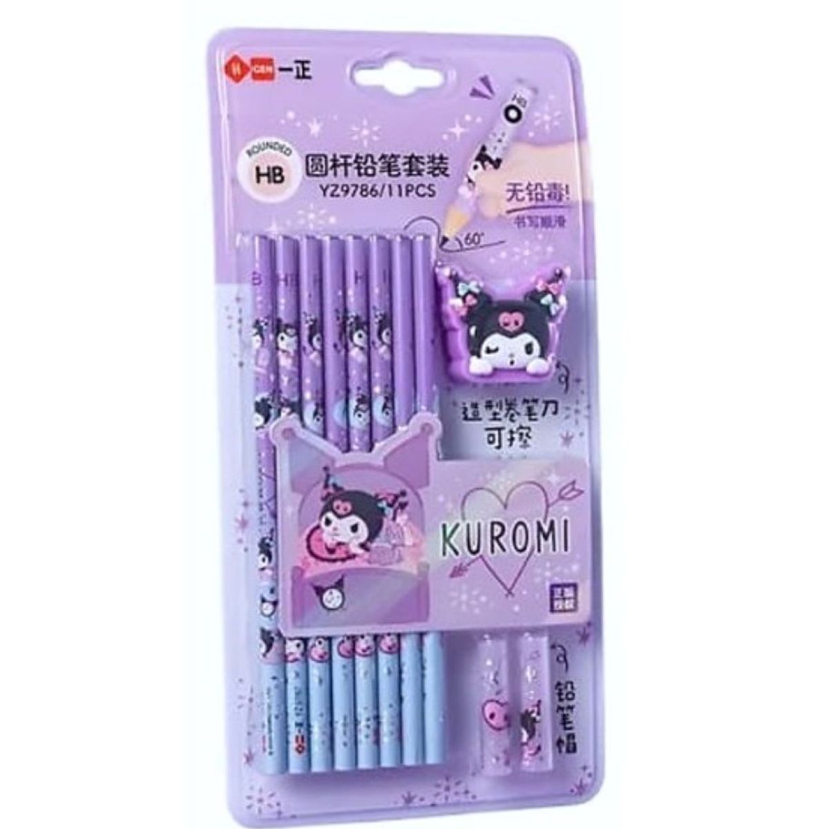 GENERICO - SET DE 8 LAPICES HB + TAJADOR MODELO KUROMY