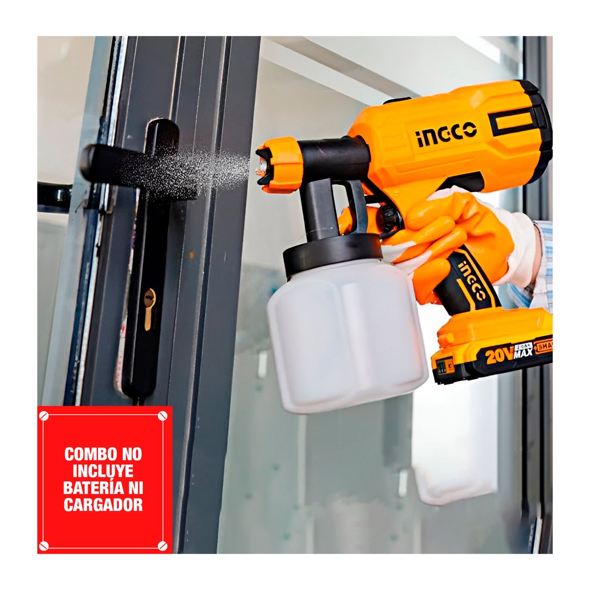 INGCO TOOLS - Pistola Pintar Inalámbrica 800 Ml 20v Ingco Guante Anticorte