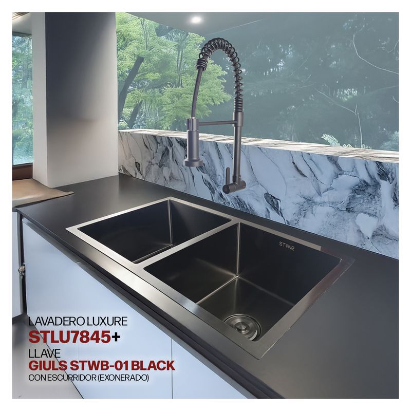 STONE - COMBO LAVADERO LUXURE STLU7845+ LLAVE GIULS STWB-01 BLACK C ESCURRIDOR