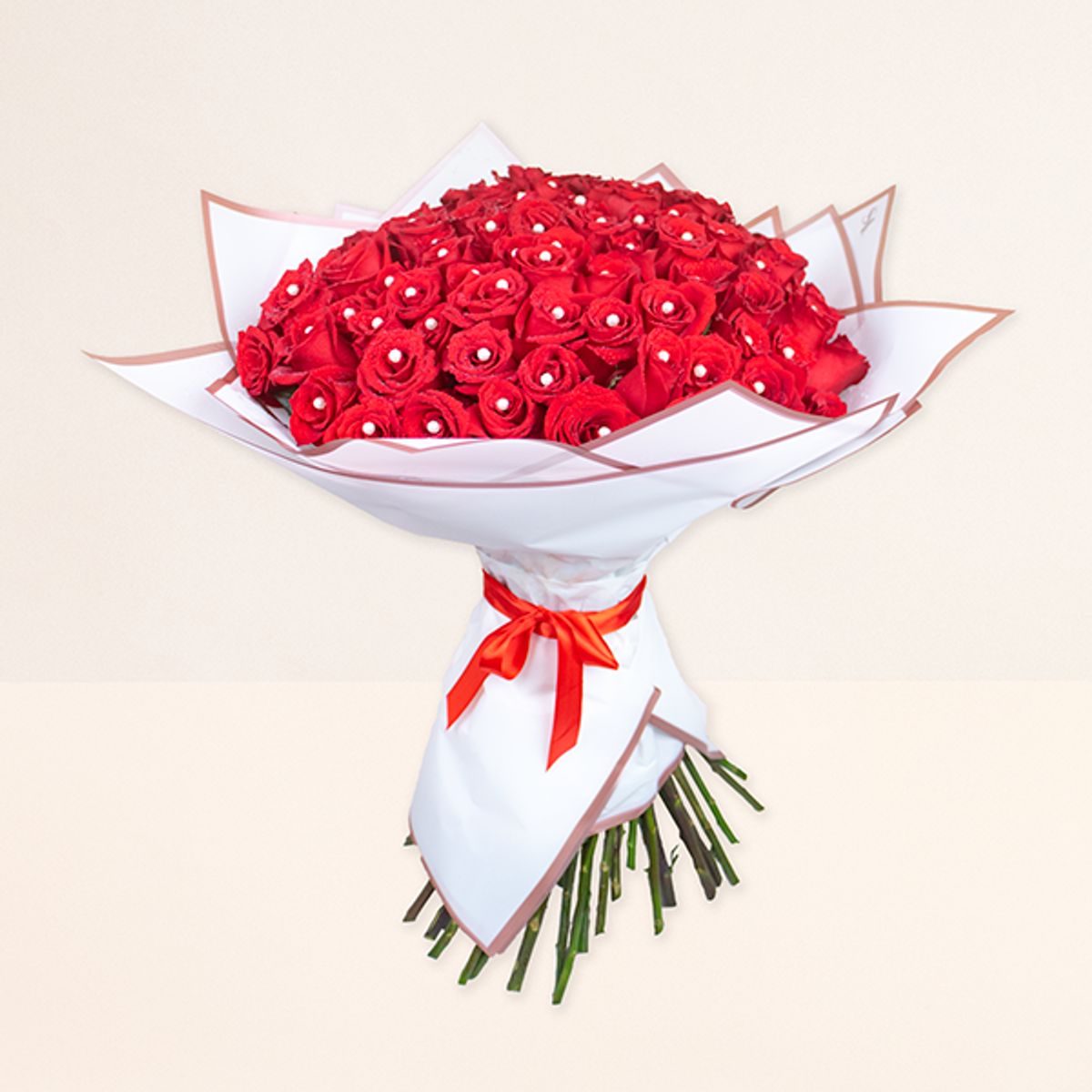 GENERICO - Ramo Buchón 100 rosas con Perlas