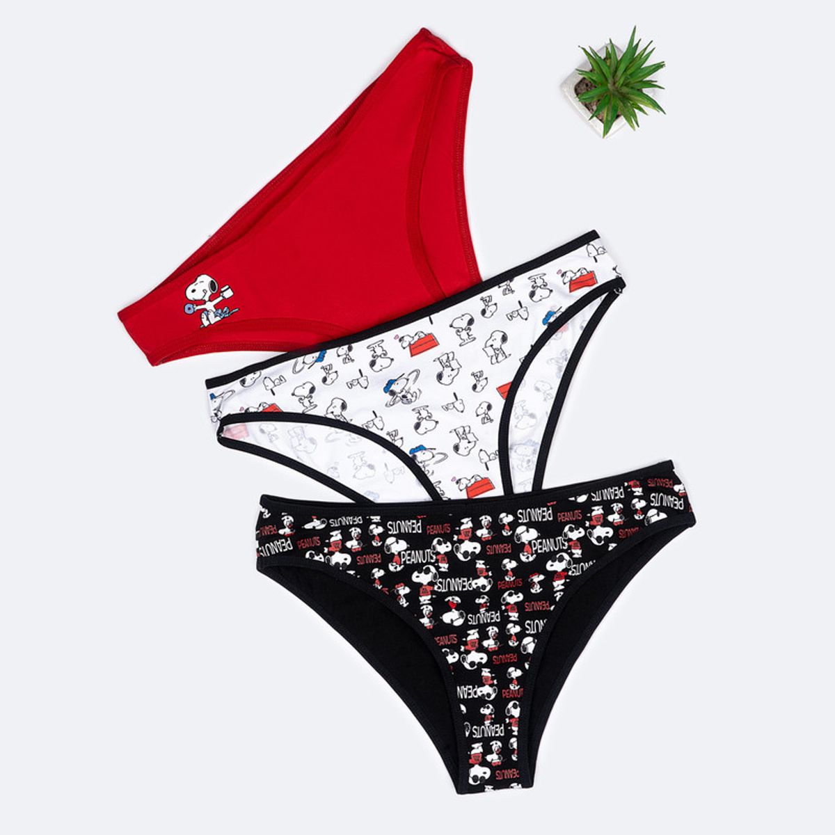 PIONIER - Trusas Tripack Jersey Full Lycra Mujer Iliana-Snoopy Pionier