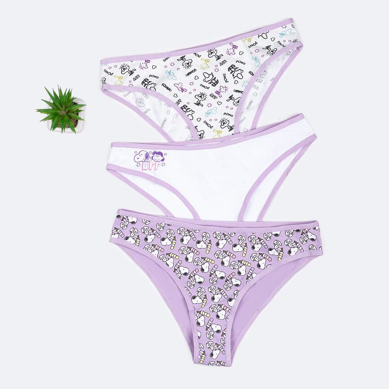 PIONIER - Trusas Tripack Jersey Full Lycra Mujer Iriel-Snoopy Pionier