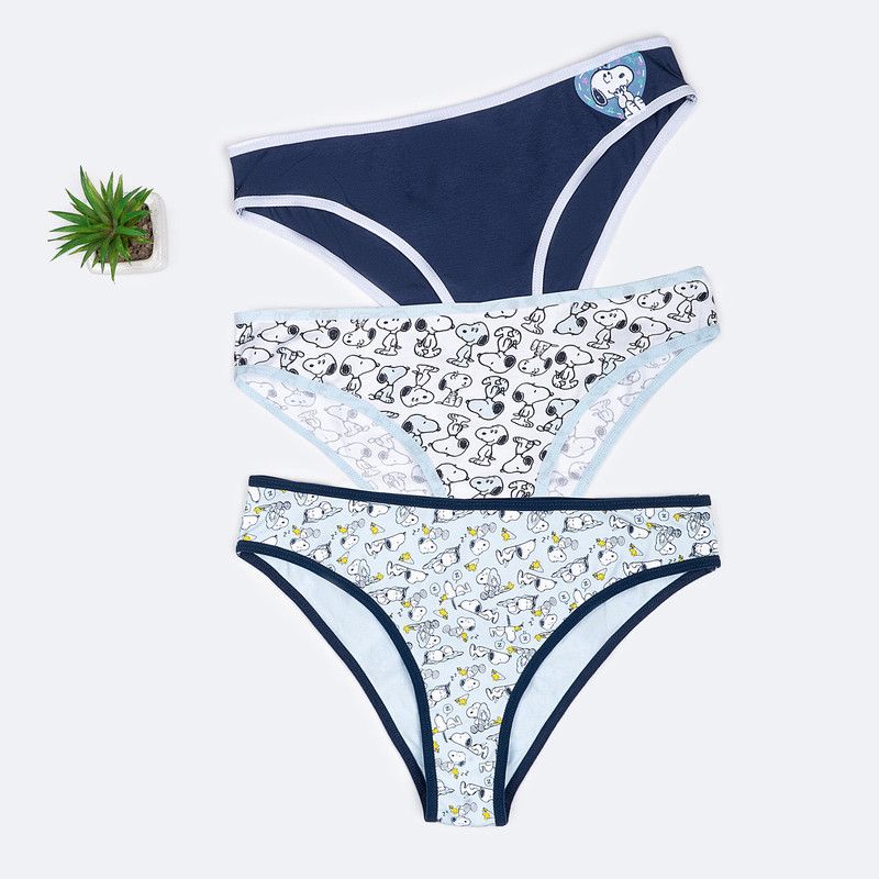 PIONIER - Trusas Tripack Jersey Full Lycra Mujer Vania-Snoopy Pionier