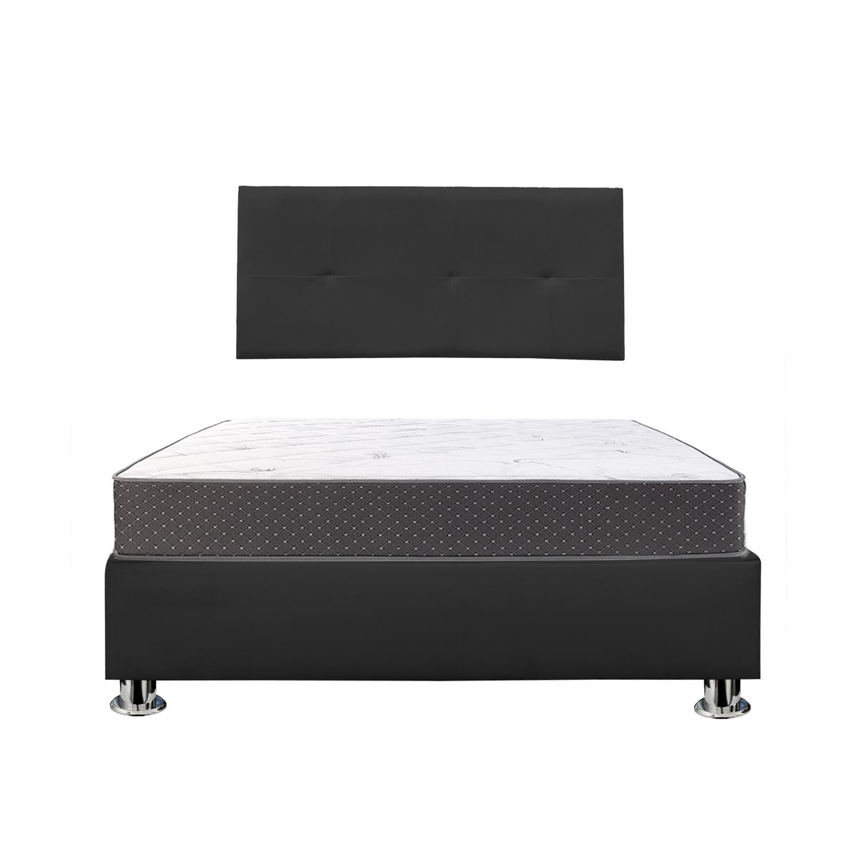 GENERICO - Combo Cama tapizada Sabana - 2plz Negro + colchón semiortopédico
