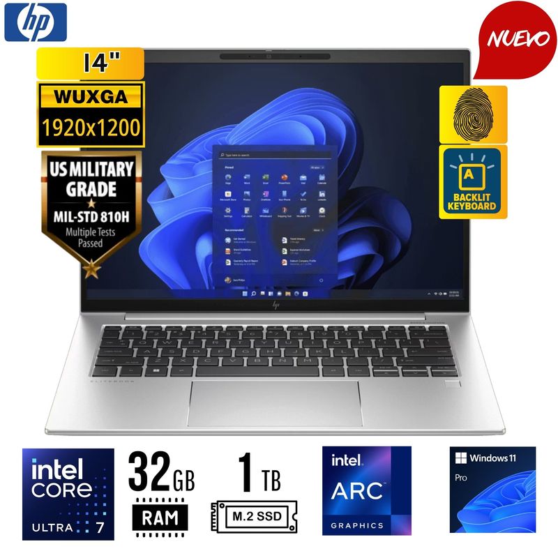 HP - LAPTOP HP EliteBook 840 G10, 14" WUXGA  Core Ultra i7-1355U 1.70 / 5.0GHz, 32GB DDR5 1TB W11 PRO