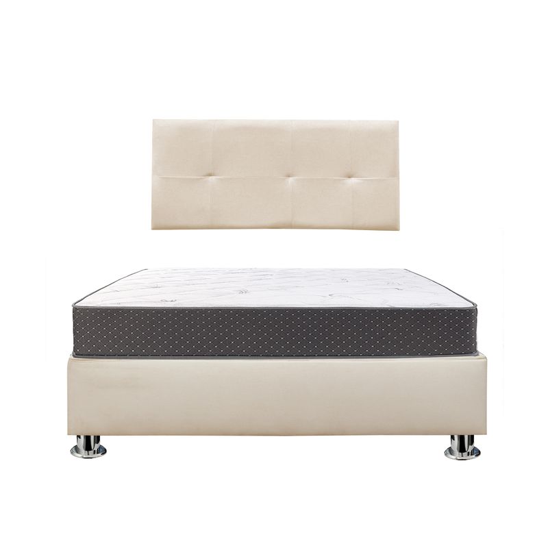 GENERICO - Combo Cama tapizada Sabana - Queen Beige claro +colchón semiortopédico