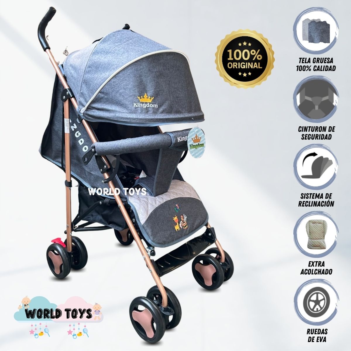 BABY - Coche Bastón Deportivo «ZAFARI GOLD» Edición Limitada Gray