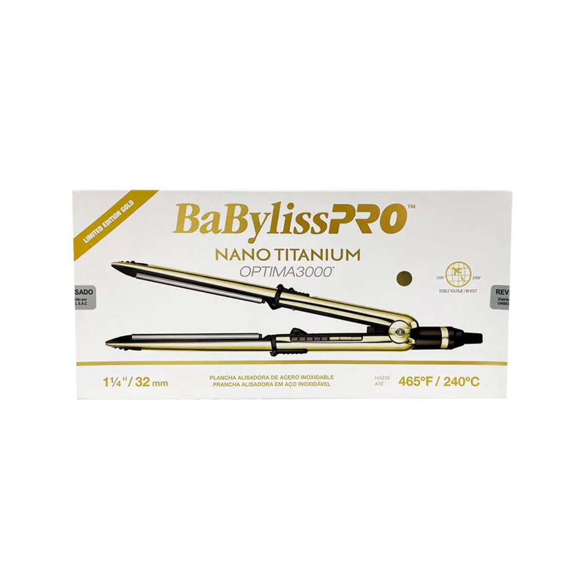 BABYLISS PRO - Alisadora Babyliss Profesional BNTG3000TPE Optima 3000 Dorada 32mm.