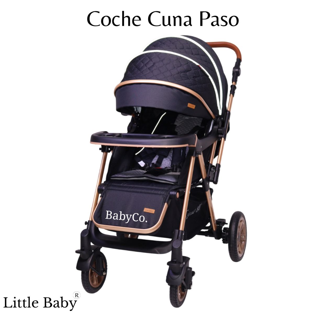 LITTLE - Coche Cuna Para Bebe «PASO» Negro