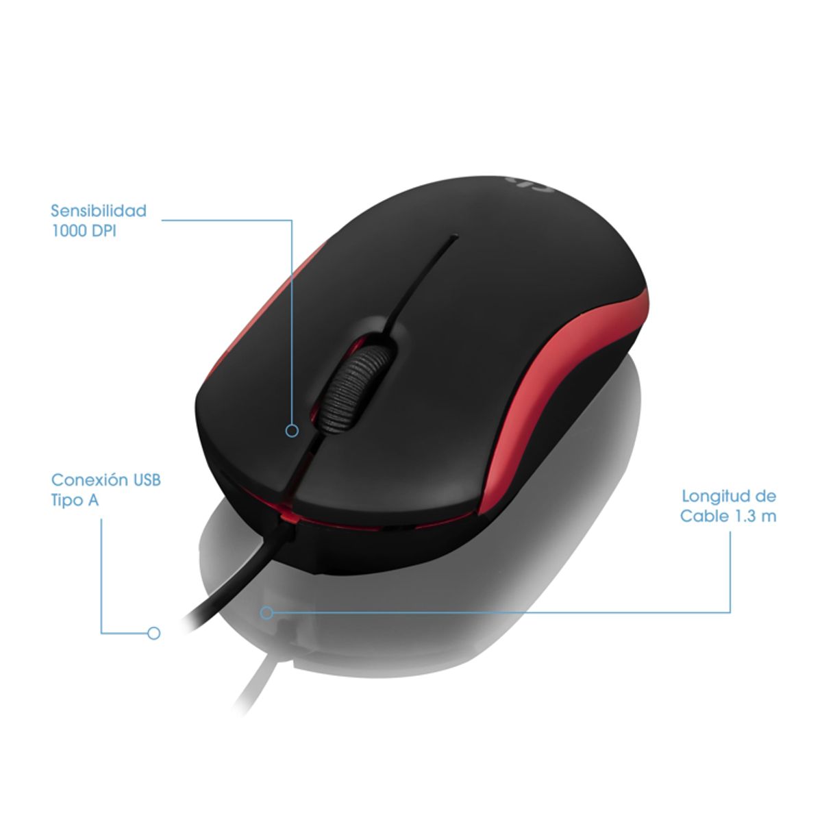 ENKORE - Mouse Oficina Alámbrico 1000DPI Negro Enkore Cadet EKM 115