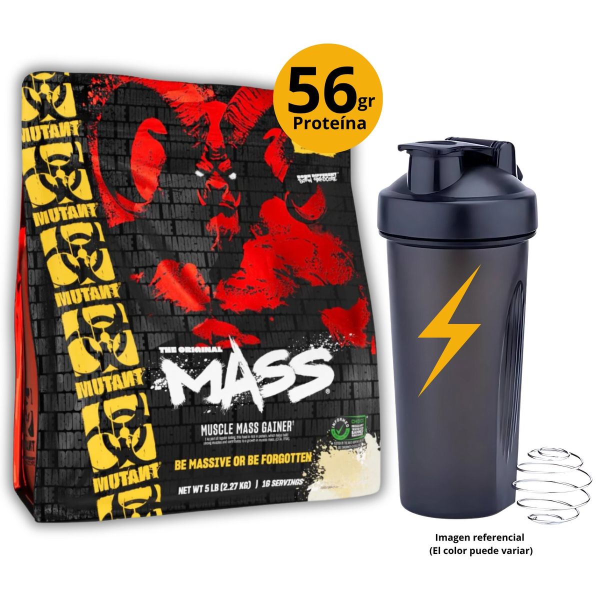 MUTANT - MUTANT MASS DE 5LB VAINILLA + SHAKER - GANADOR MASA