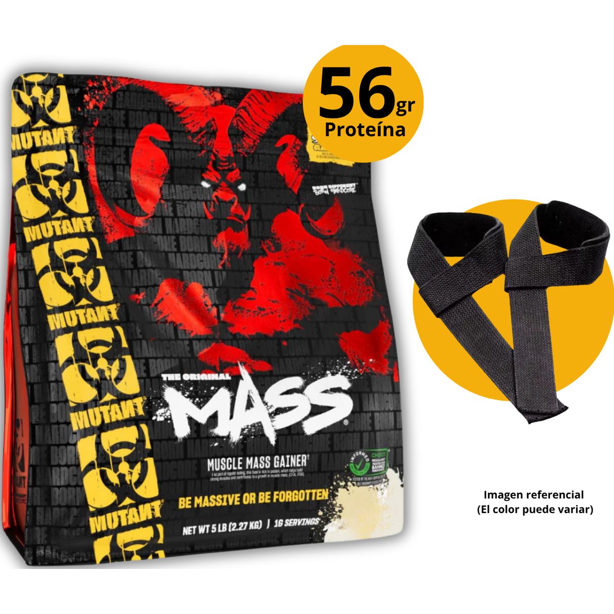 MUTANT - MUTANT MASS DE 5LB VAINILLA + STRAPS - GANADOR MASA