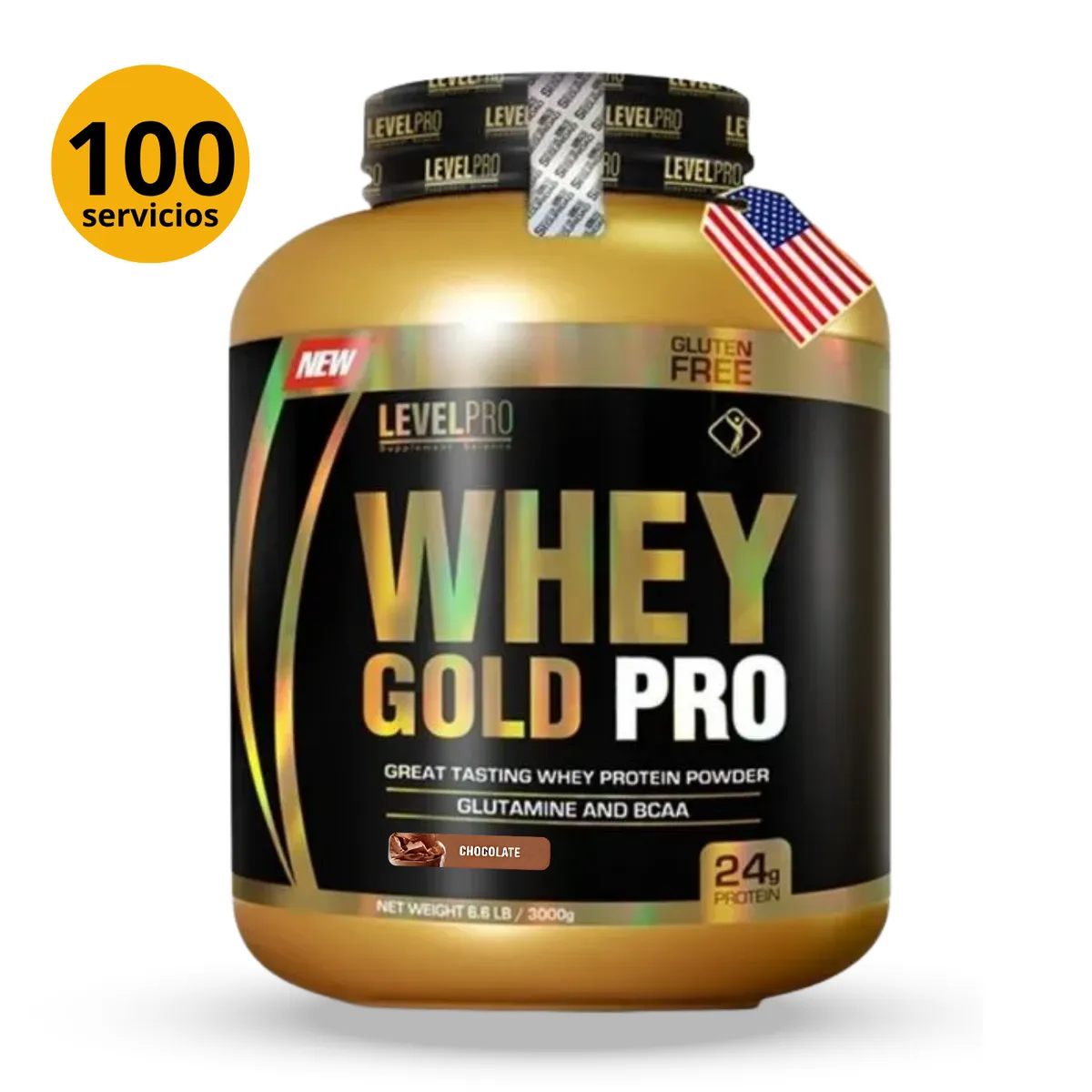 LEVEL PRO - WHEY GOLD PRO DE 3kg CHOCOLATE - PROTEÍNA WHEY
