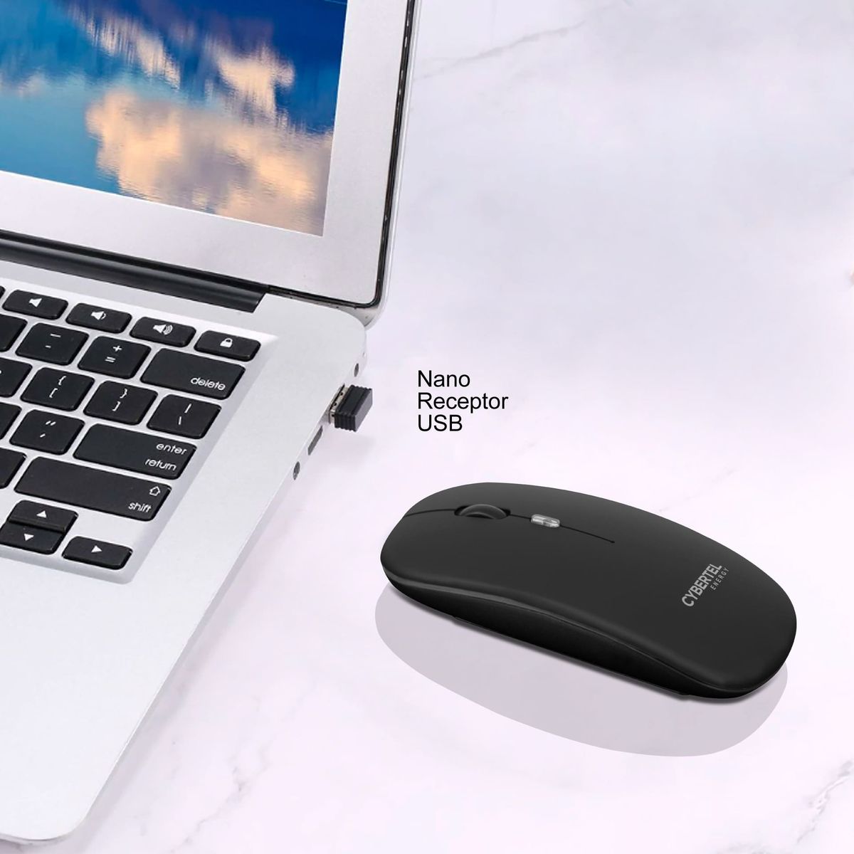 CYBERTEL - Mouse Oficina 3MBT Inalámbrico Recargable Cybertel Energy 3 CYBM703-3M