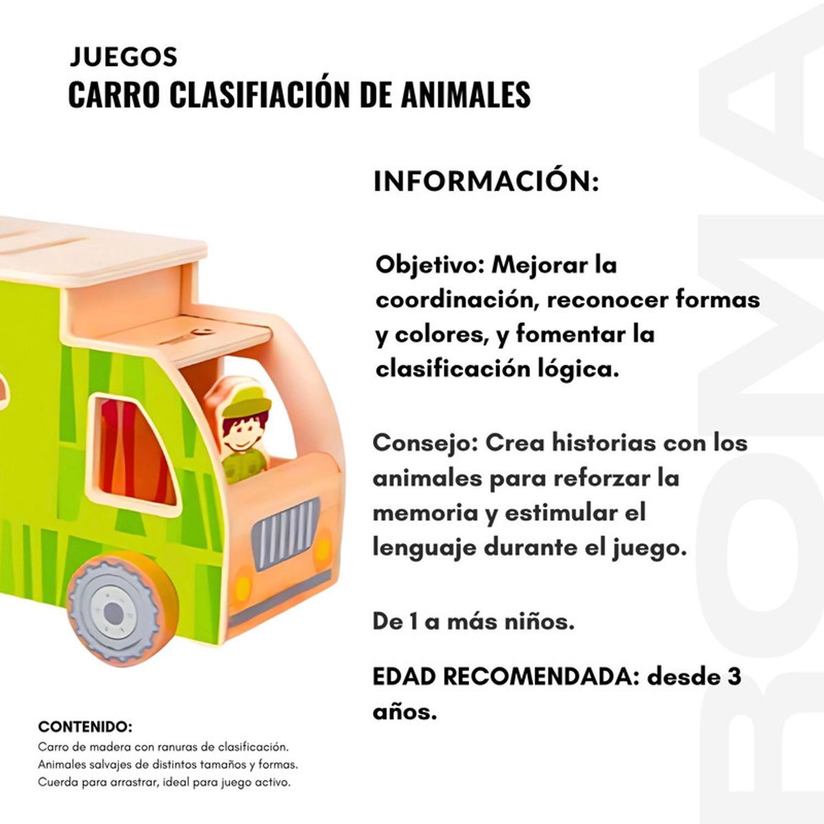 GENERICO - CARRO CLASIFICACIÓN DE ANIMALES - JUEGO DIDÁTICO