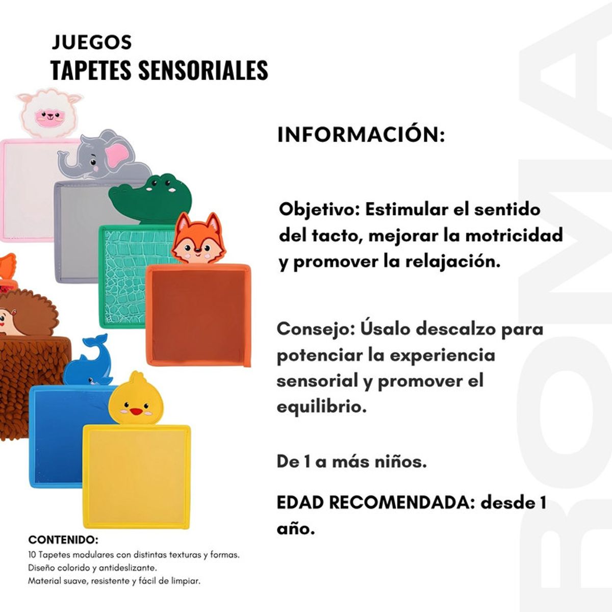 GENERICO - TAPETES SENSORIALES 10UND - JUEGO SENSORIAL