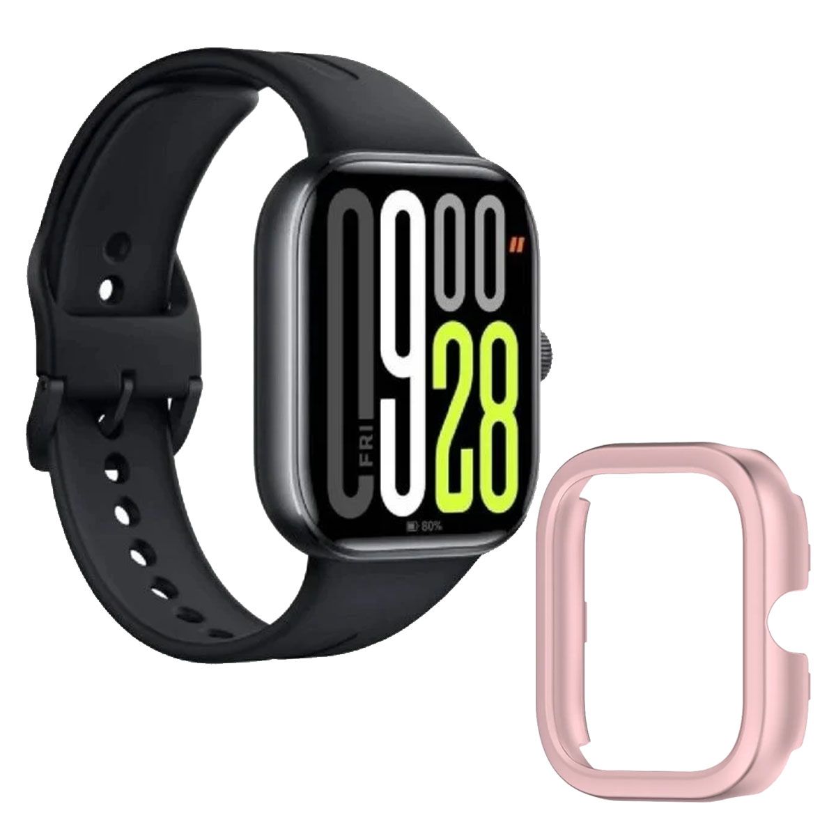 XIAOMI - Xiaomi Redmi Watch 5  Negro + Protector Bumper Rosa