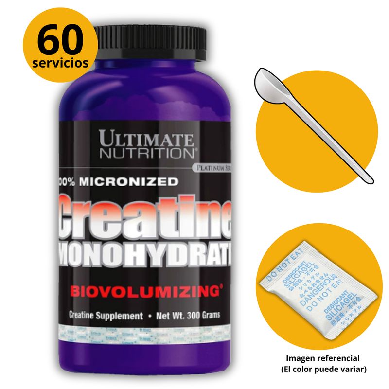 ULTIMATE NUTRITION - CREATINA ULTIMATE NUTRITION 300gr - CUCHARA MEDIDORA Y GEL ANTIHUMEDAD