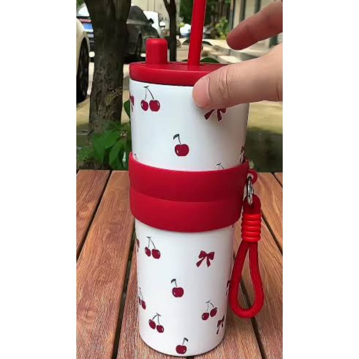 GENERICO - Vaso de acero inoxidable con tapa a prueba de fugas para calientes y fríos rojo