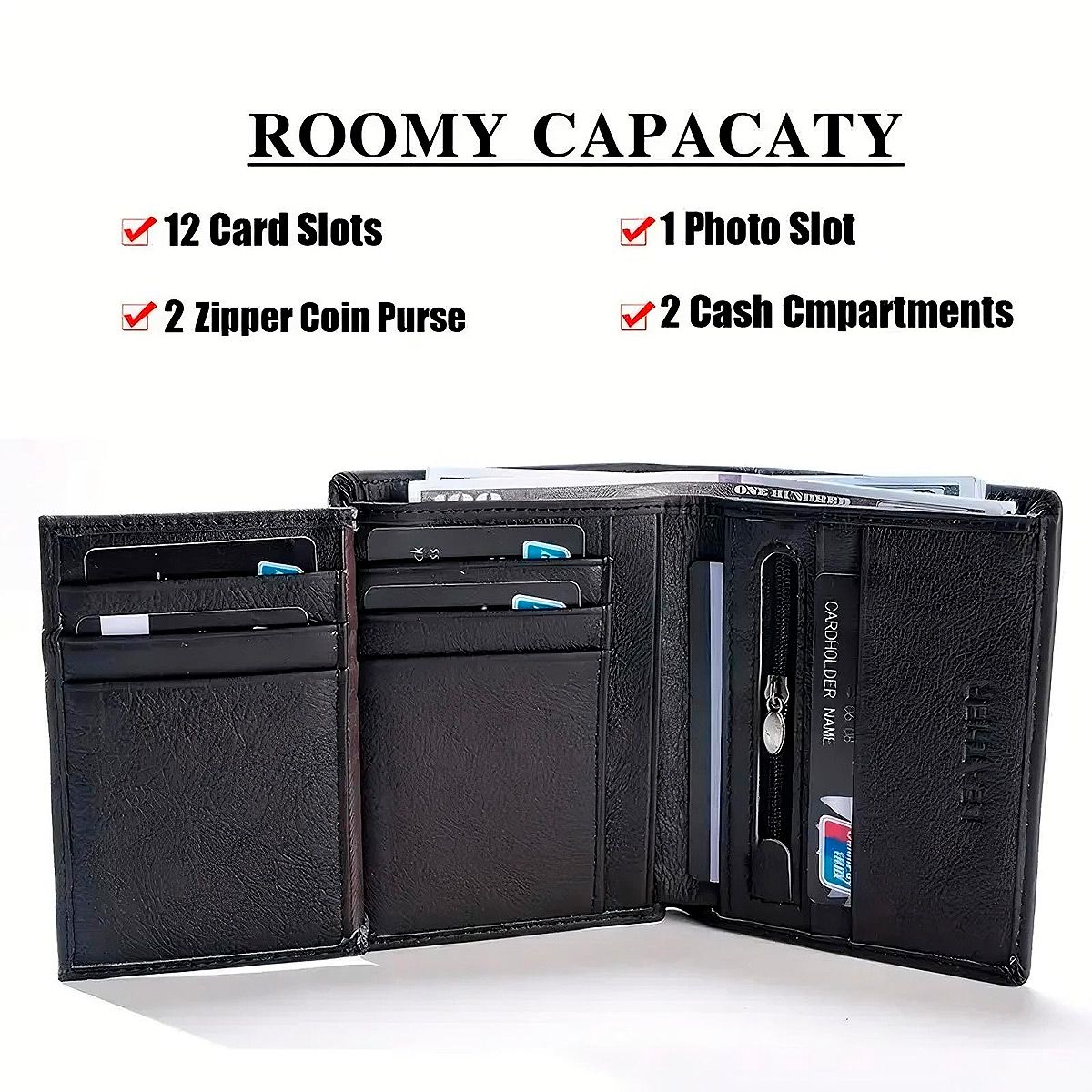 GENERICO - Billetera De Cuero Genuino para Hombre  Diseño Elegante