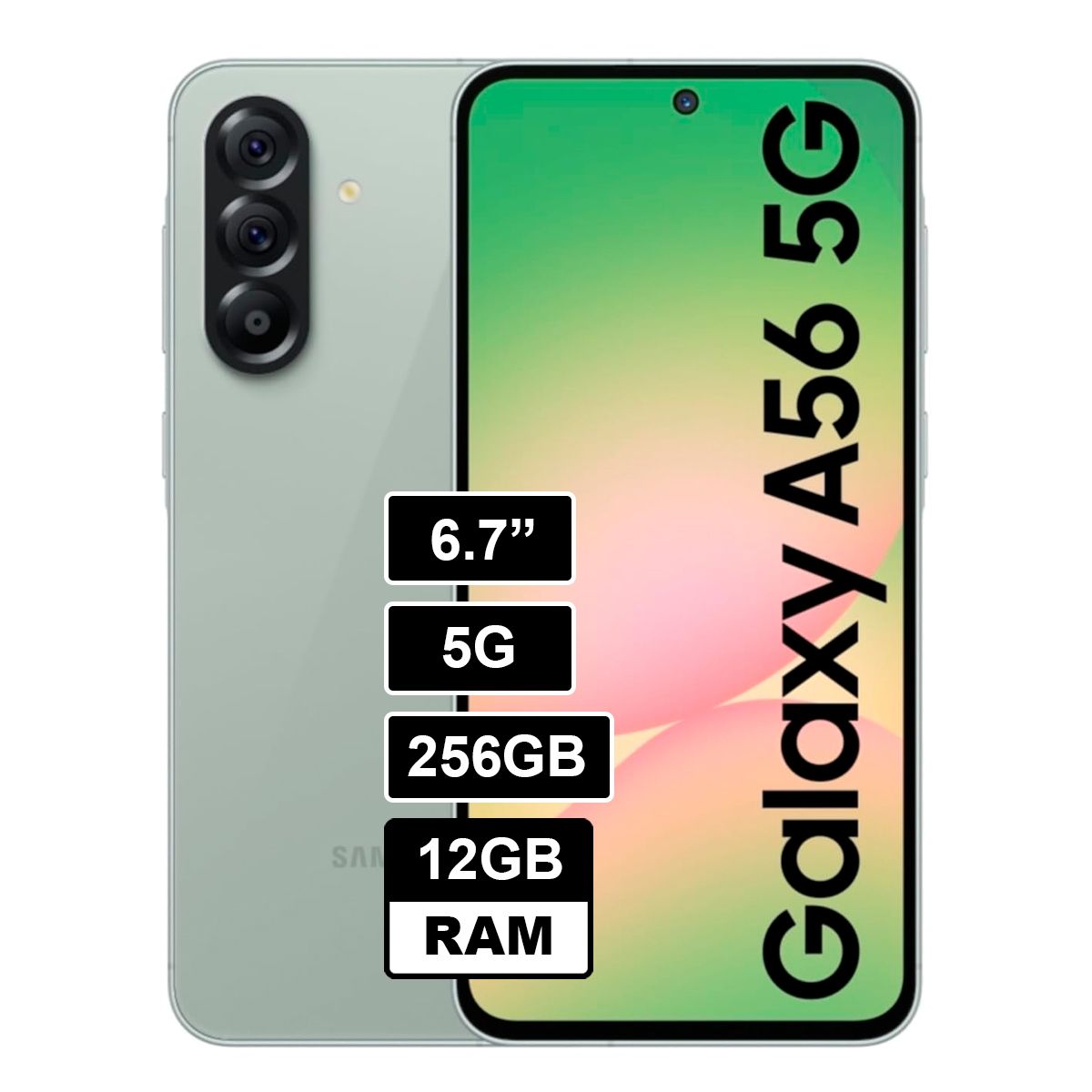 SAMSUNG - Celular Galaxy A56 5G 256GB 12GB RAM cámara principal 50MP frontal 12MP Olive