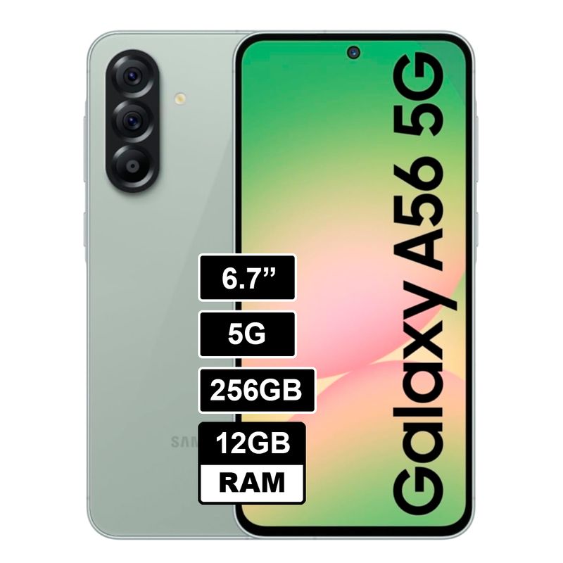 SAMSUNG - Celular Galaxy A56 5G 256GB 12GB RAM cámara principal 50MP frontal 12MP Olive