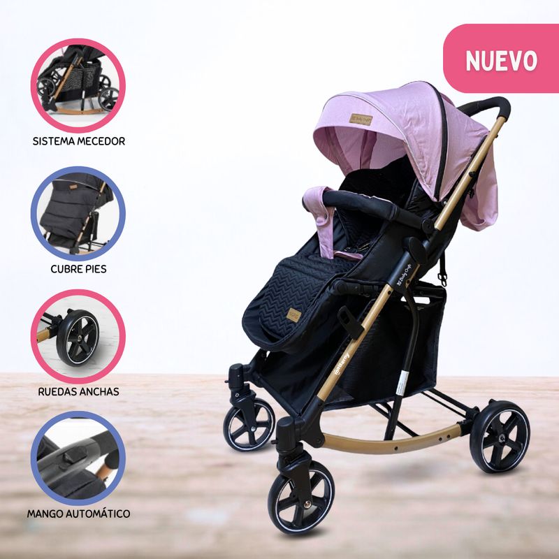 BABY HAPPY - Coche Cuna Mecedora para Bebés »MADRID» Light Pink