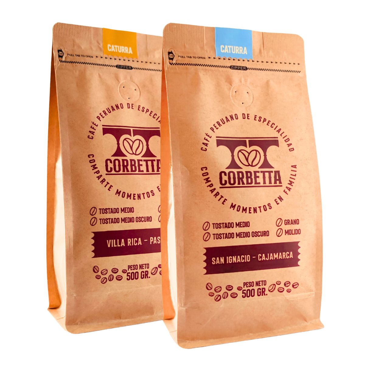CORBETTA - Café de Especialidad Molido 500 Gr Villa Rica y San Ignacio