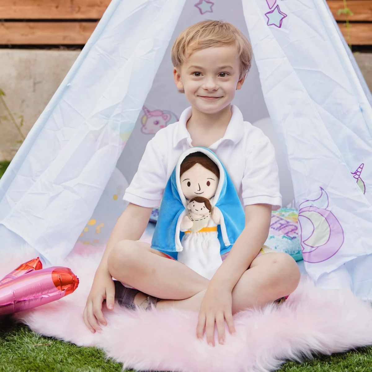 GENERICO - Peluche de la Virgen Maria Muñeco de Apego 30cm Blanco