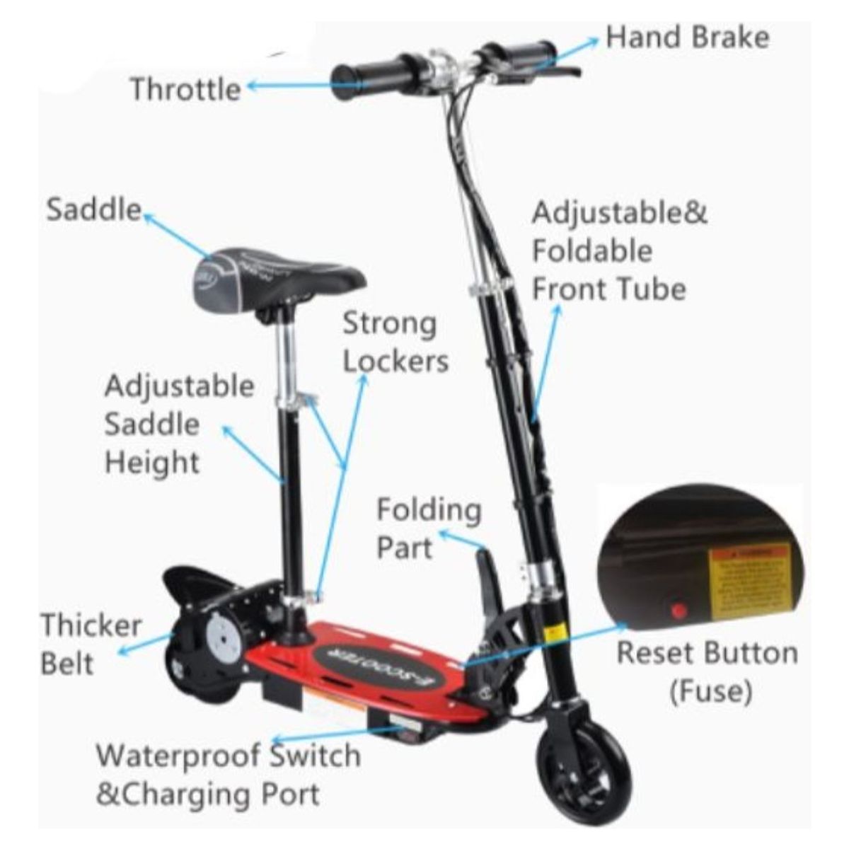 U BUY - Scooter Eléctrico Infantil Plegable Con Asiento Hasta 15km