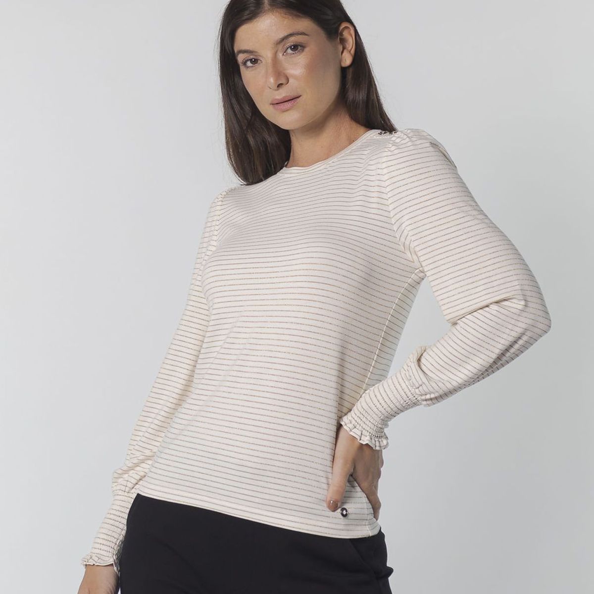 TOMMY HILFIGER - TOP L/S STR PUFF TOP