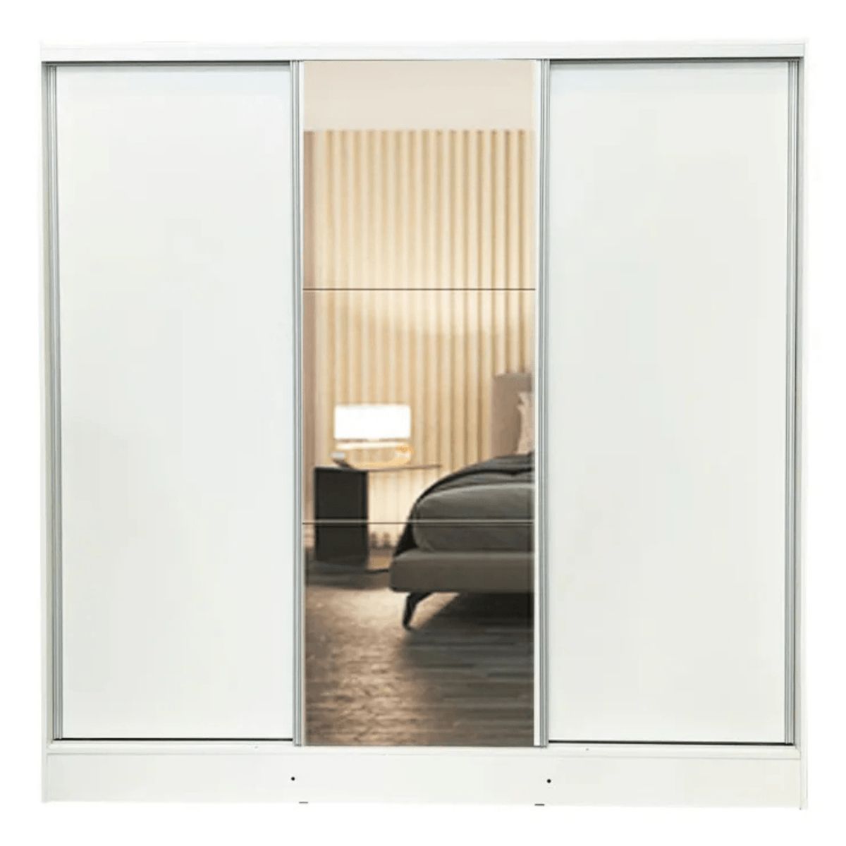 MUEBLES CRISOSTOMO - Ropero Closet de Melamina con Espejo Blanco 200cm