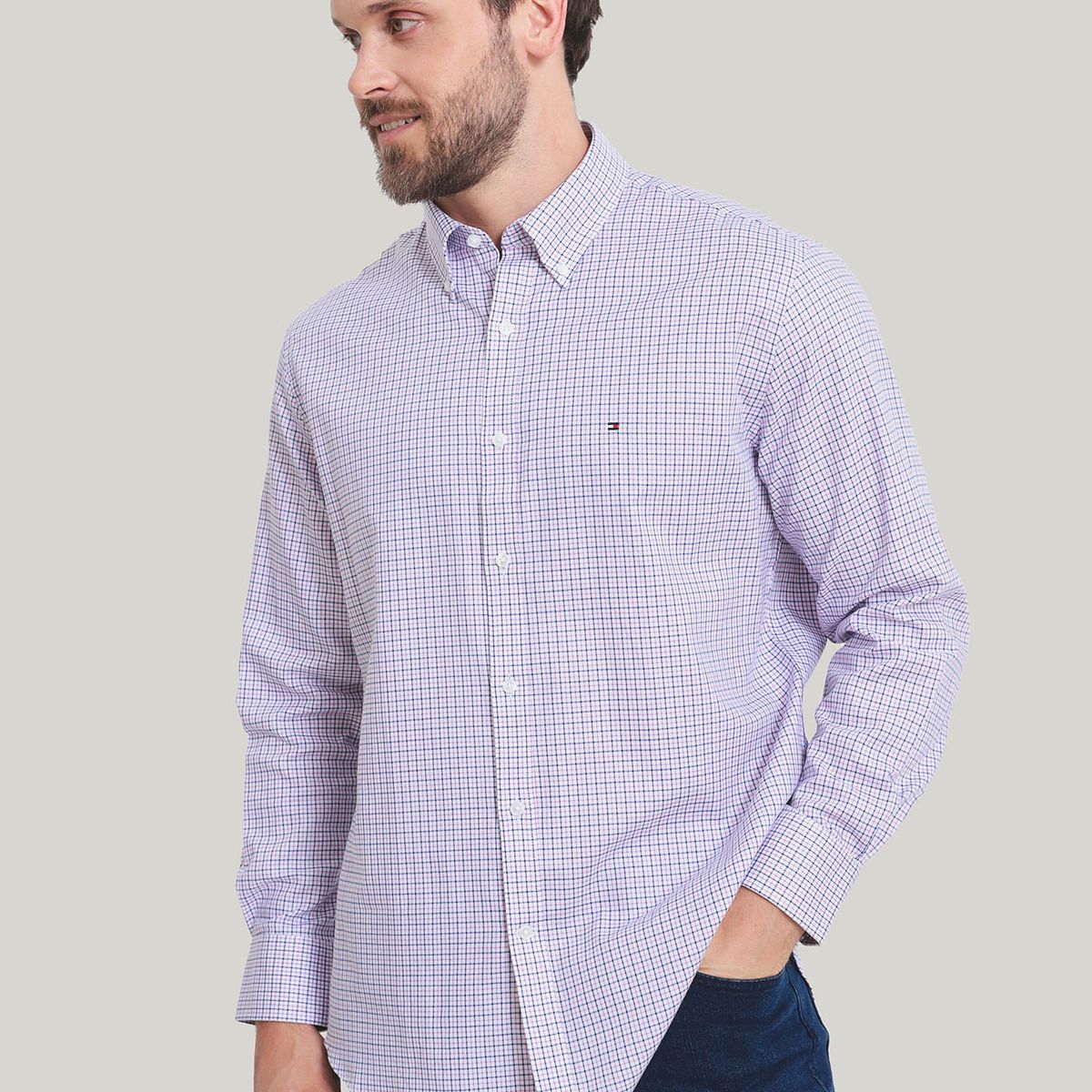 TOMMY HILFIGER - CAMISA VESTIR DRESS SHIRT BERRY MULTI