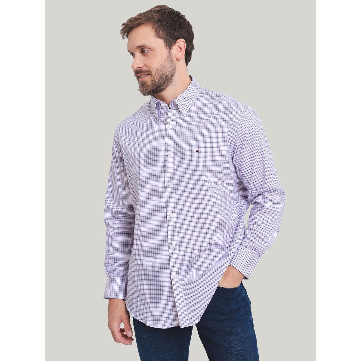 TOMMY HILFIGER - CAMISA VESTIR DRESS SHIRT BERRY MULTI