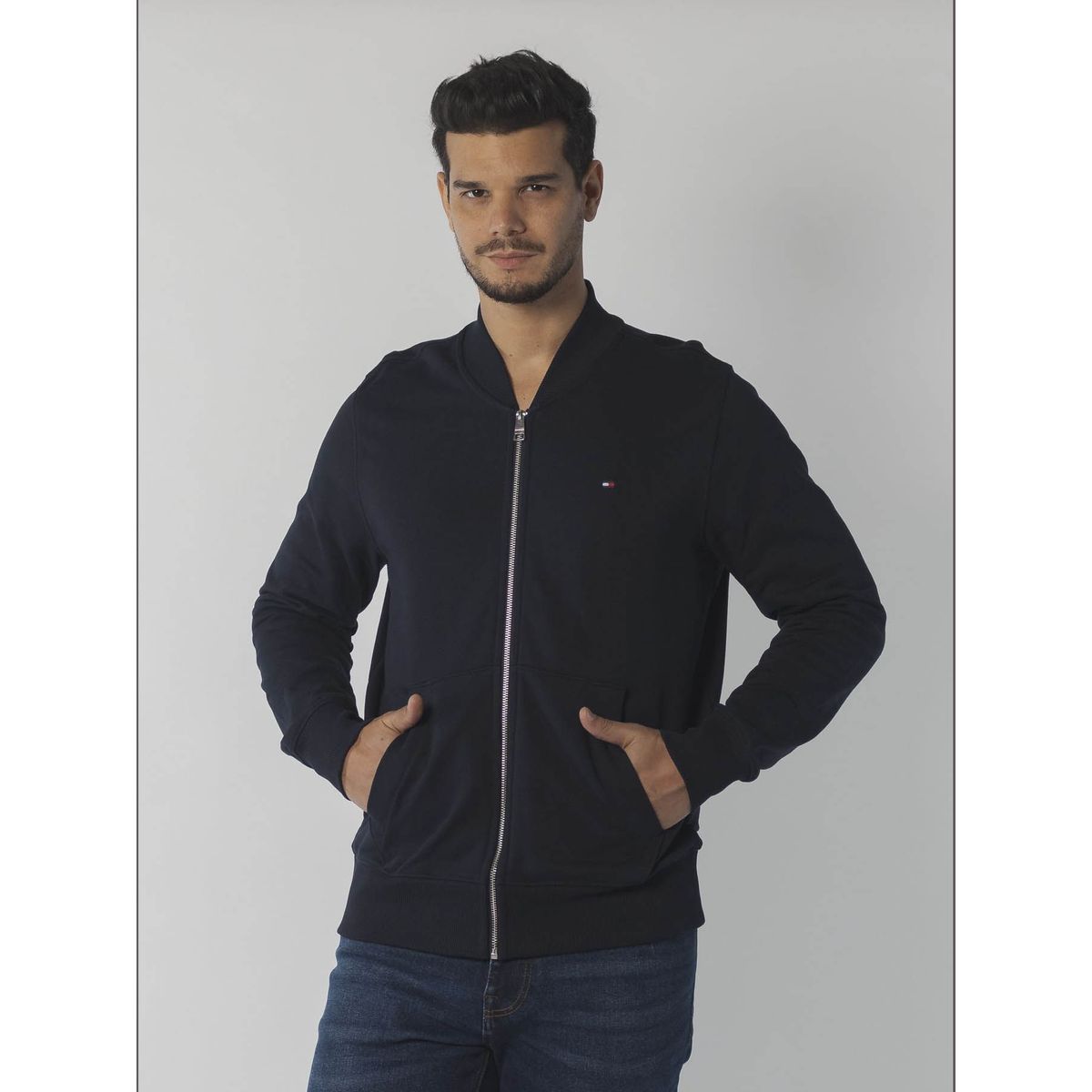 TOMMY HILFIGER - SWEATSHIRT M BASEBALL COLLAR ZIP THROUGH
