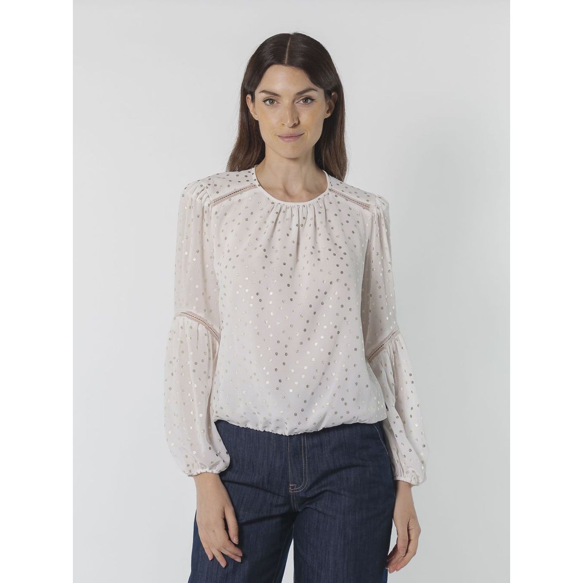 TOMMY HILFIGER - BLUSA L/S DOT BBL BLS W/ LACE