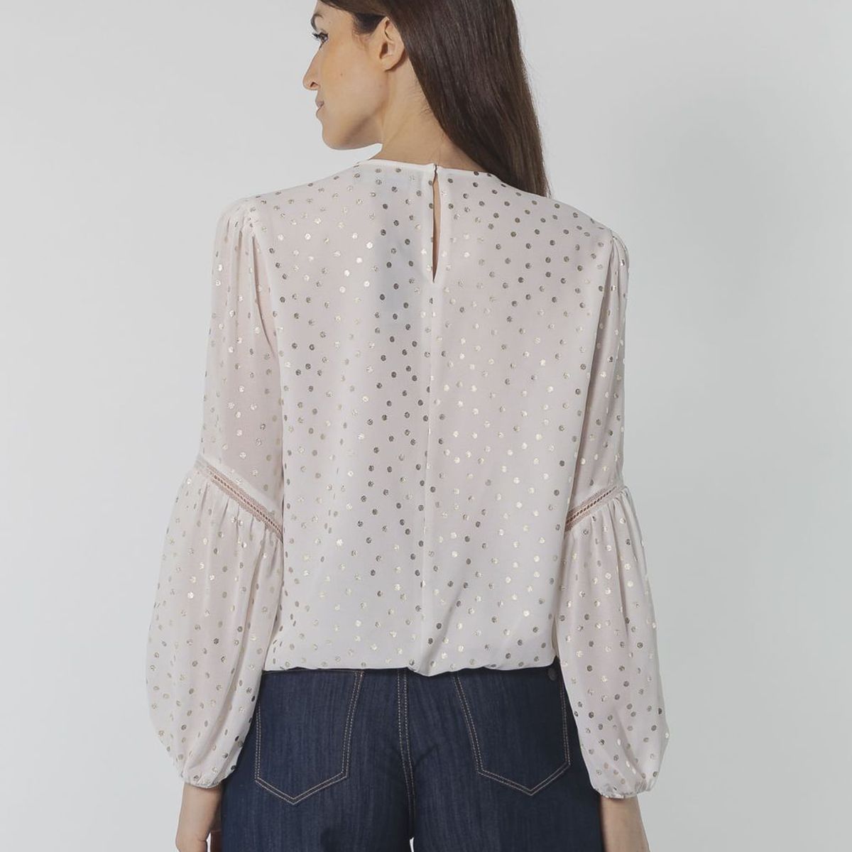 TOMMY HILFIGER - BLUSA L/S DOT BBL BLS W/ LACE