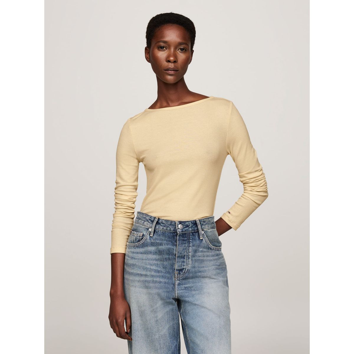 TOMMY HILFIGER - CAMISETA SLIM TENCEL OPEN-NK LS