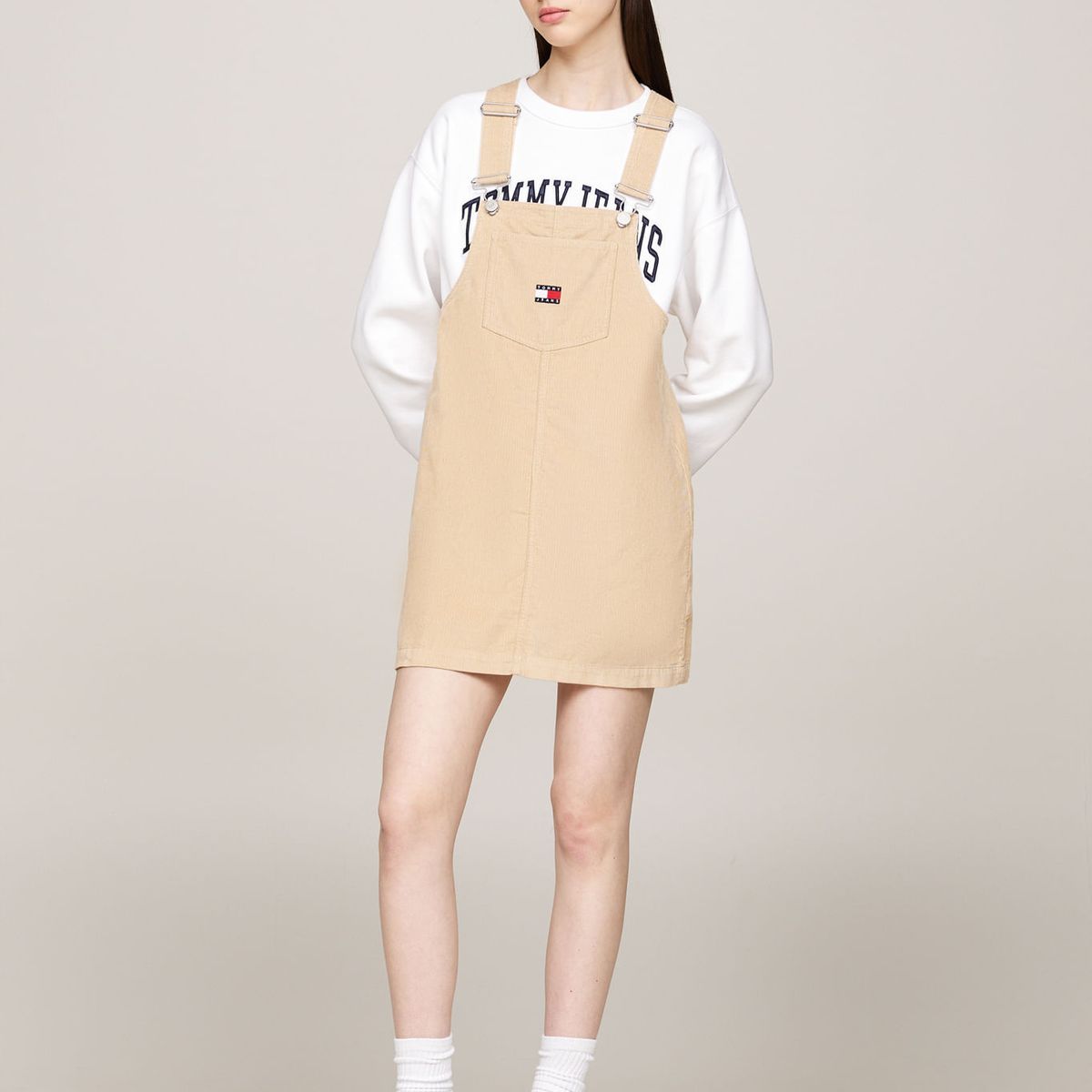 TOMMY HILFIGER - VESTIDO TJW FINE CORD PINAFORE DRESS