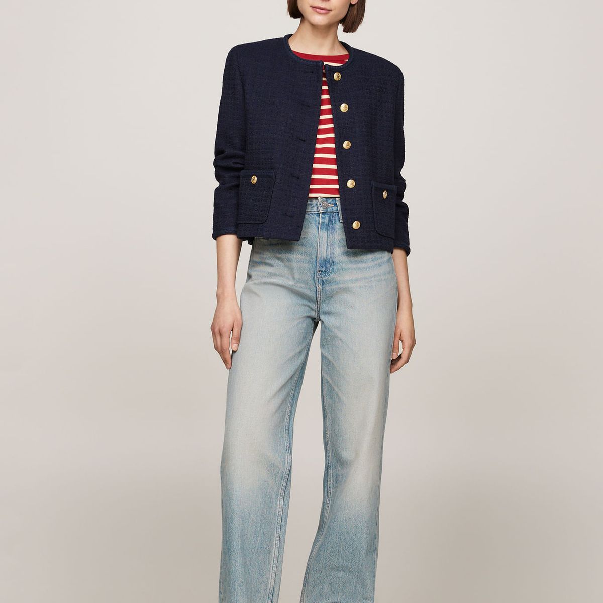 TOMMY HILFIGER - SACO TWEED CO MIX CREW NECK JACKET