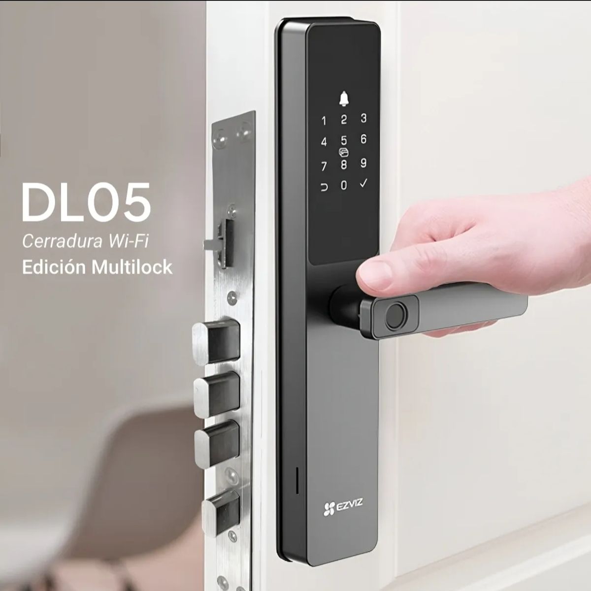 EZVIZ - Cerradura Digital Ezviz DL05 Wifi Multilock 3 Pestillos + 1 Manual - Gris