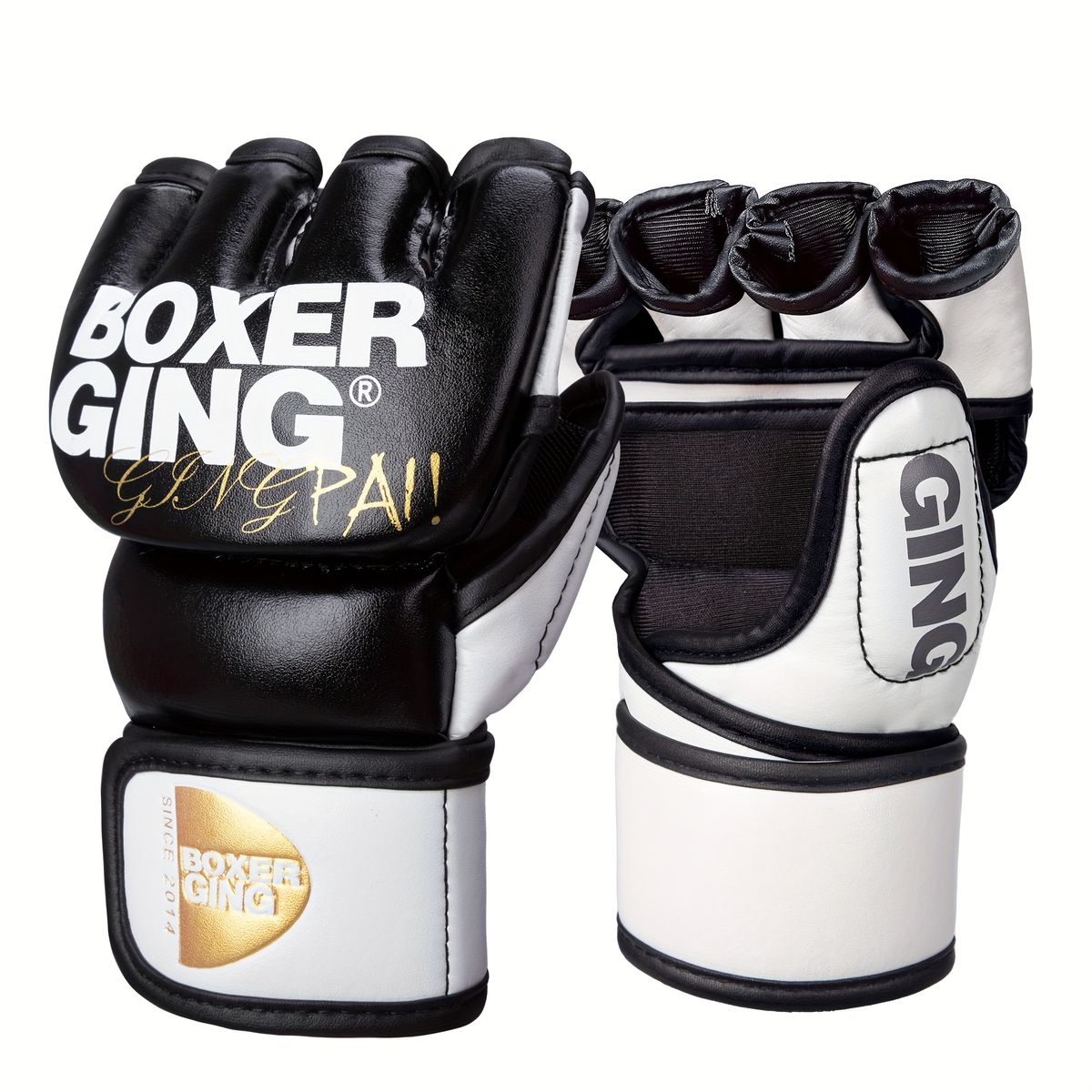 OEM - Guantes GINGPAI M12 Kick Boxing MMA Profesional Negro