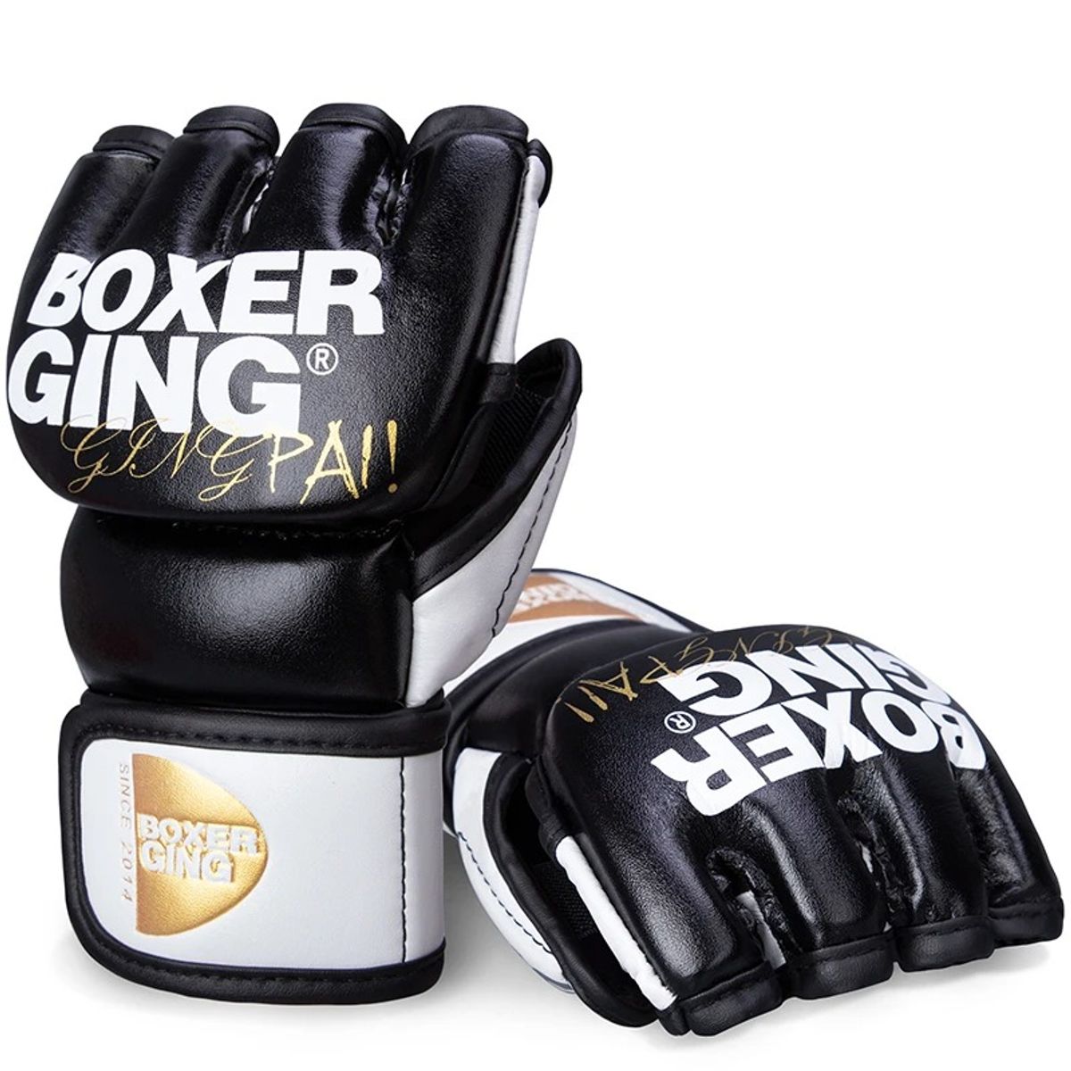 OEM - Guantes GINGPAI M12 Kick Boxing MMA Profesional Negro