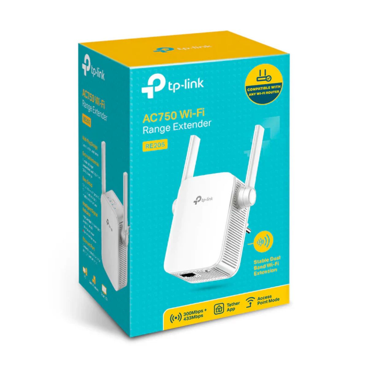TP LINK - TP-Link RE205  Extensor de Cobertura Wi-Fi AC750 Dual Banda
