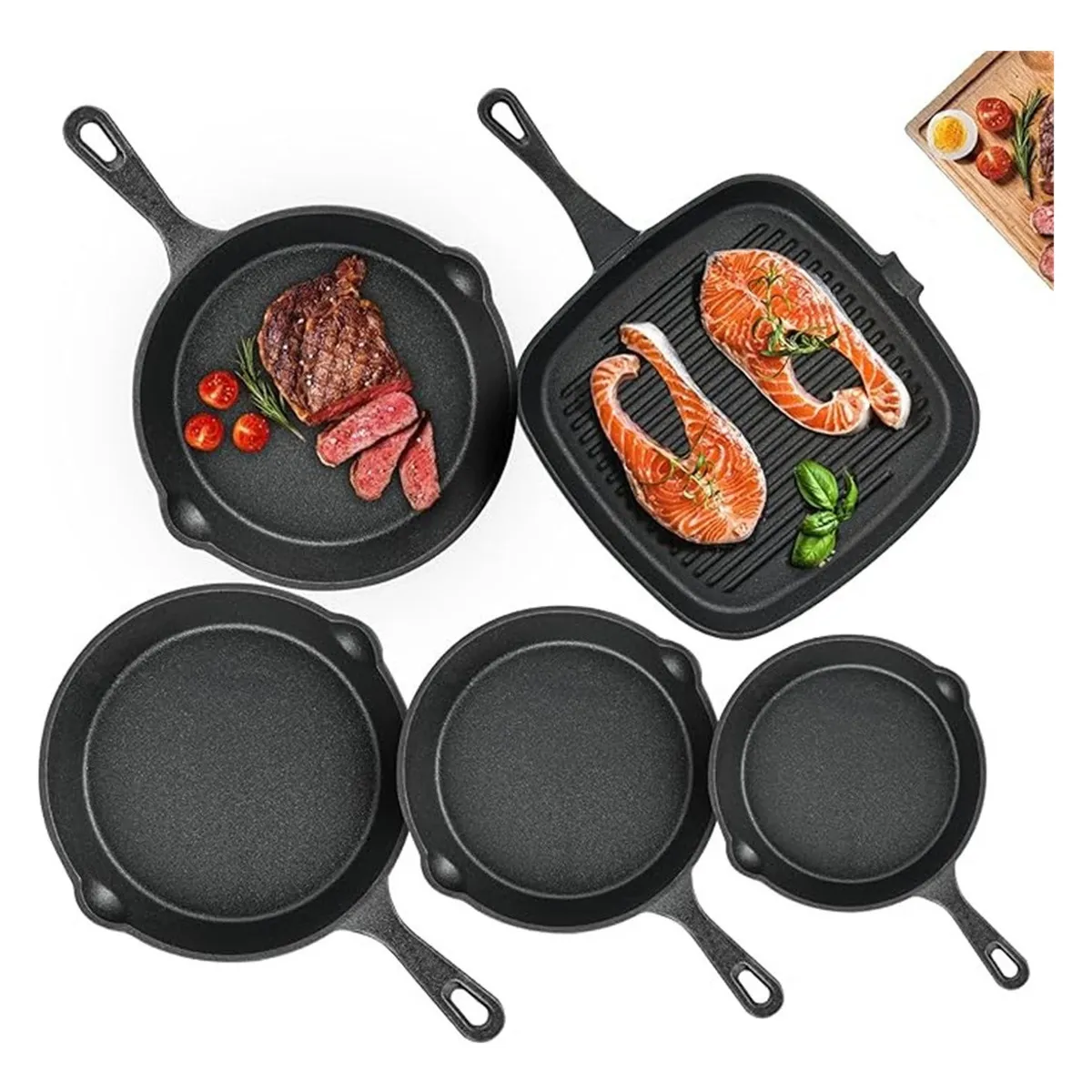 U BUY - Sartenes De Hierro Fundido Juego De Sartenes 5 Piezas