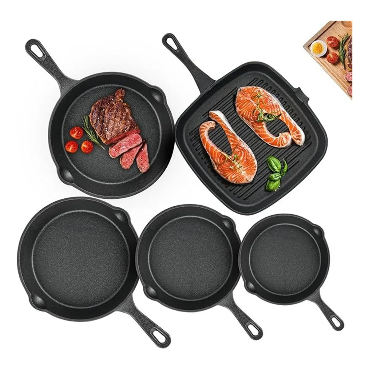 U BUY - Sartenes De Hierro Fundido Juego De Sartenes 5 Piezas