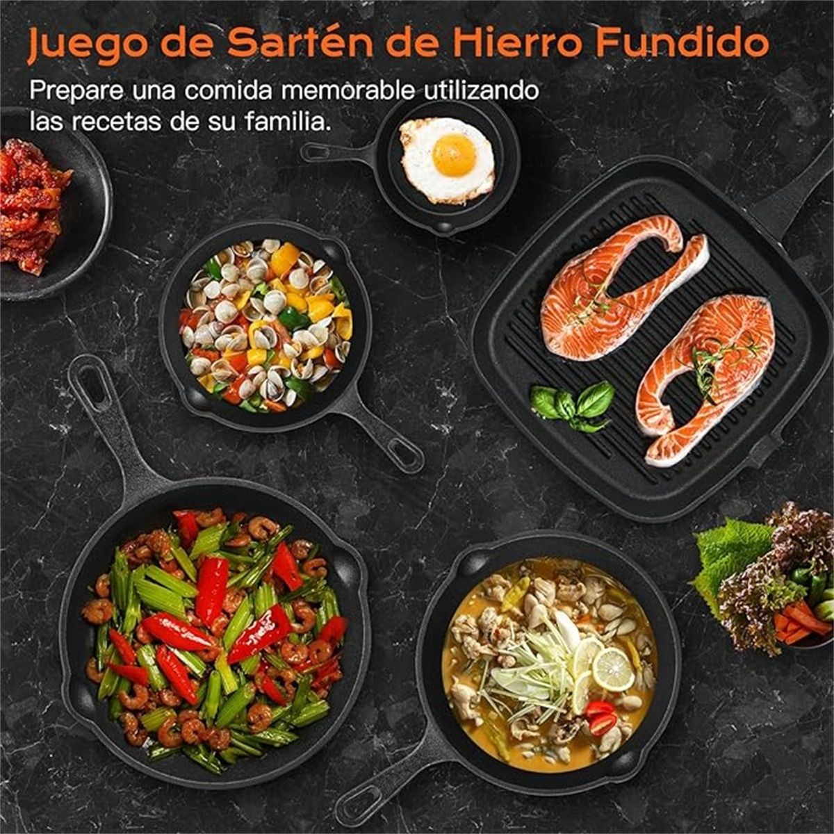 U BUY - Sartenes De Hierro Fundido Juego De Sartenes 5 Piezas