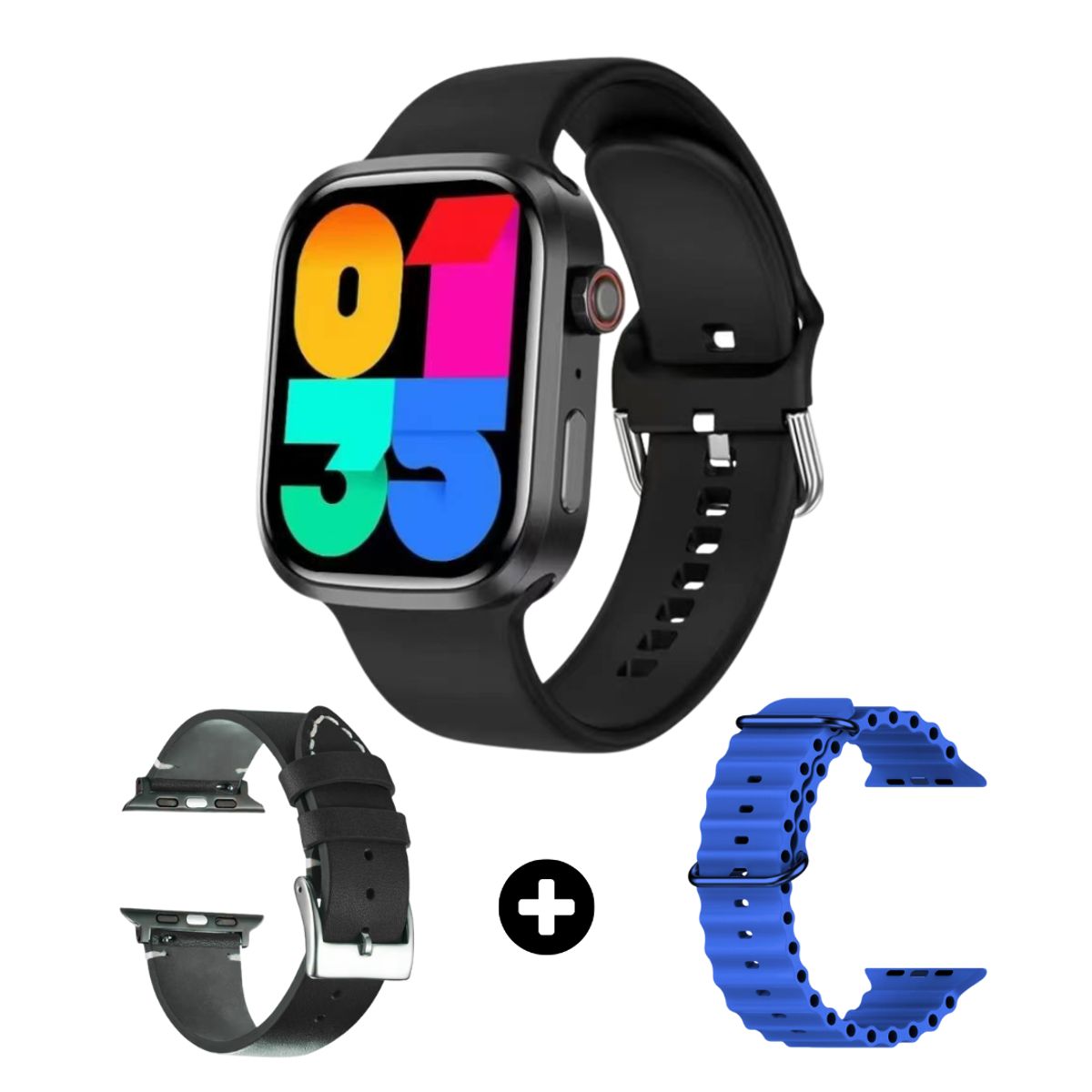 GENERICO - Smartwatch D90 Pro + 3 correas - Azul