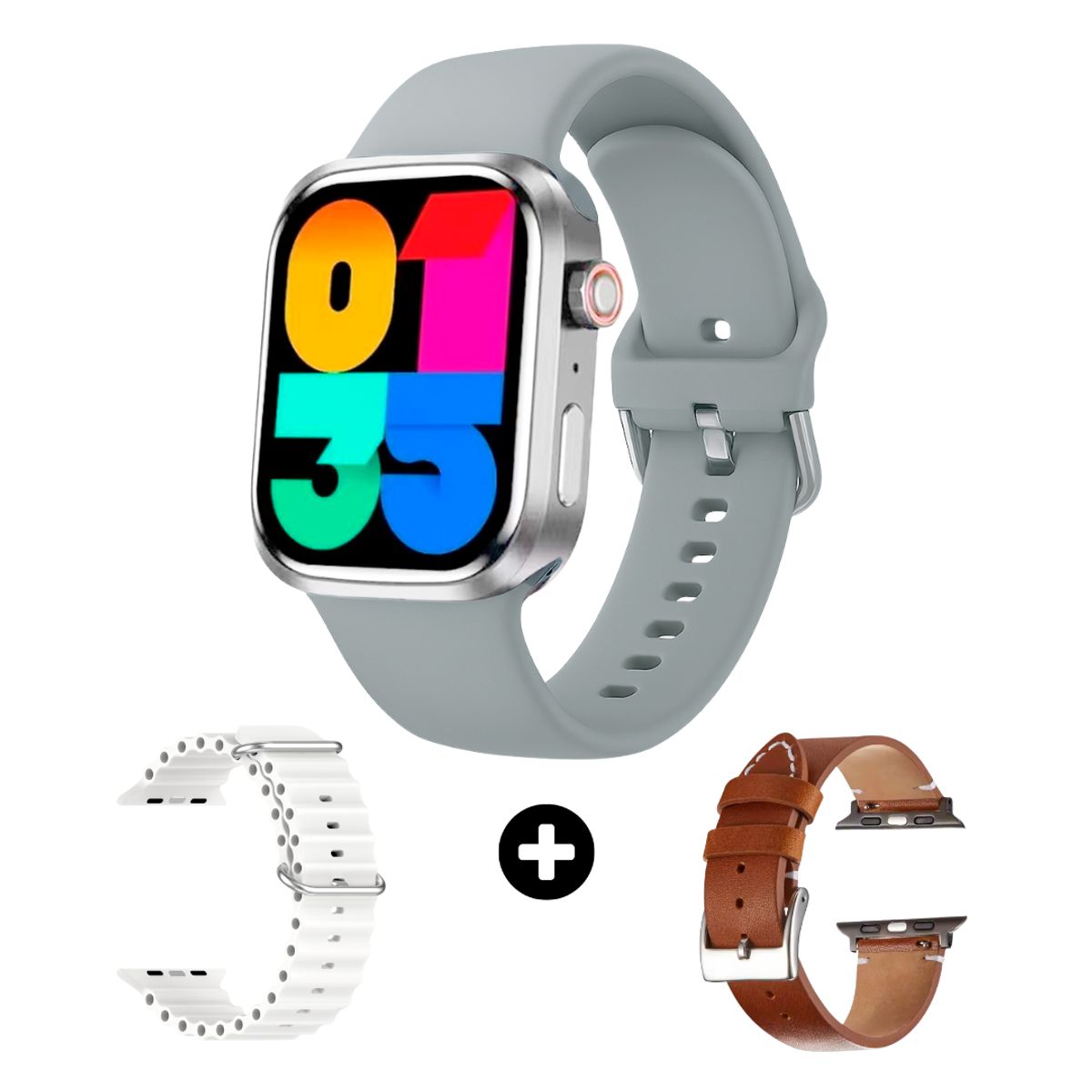 GENERICO - Smartwatch D90 Pro + 3 correas - Gris